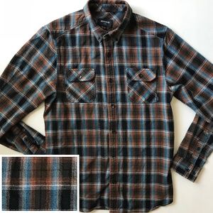 Large Mens Walnut Brown Plaid Shirt - NIXON - L